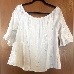 Off The Shoulder Eyelet Top